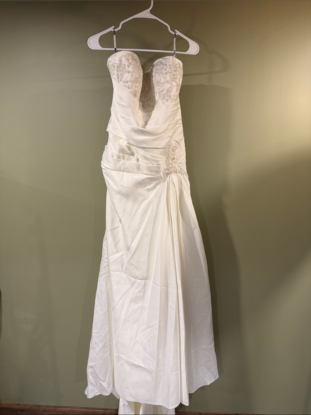 JULIET Strapless Ivory Lace Bodice Wedding Dress with tail